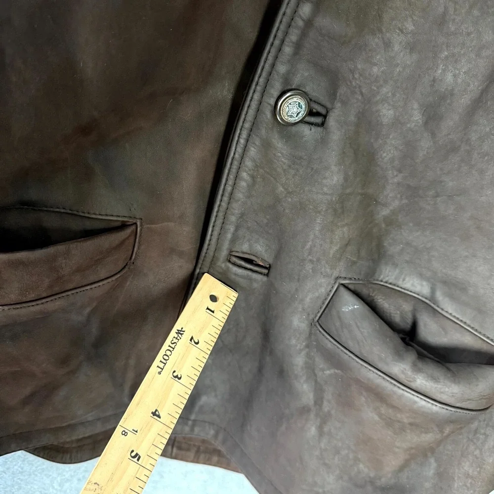 VINTAGE AKASO US Navy Heavyweight Leather Jacket Men's XL‎ Brown Collared